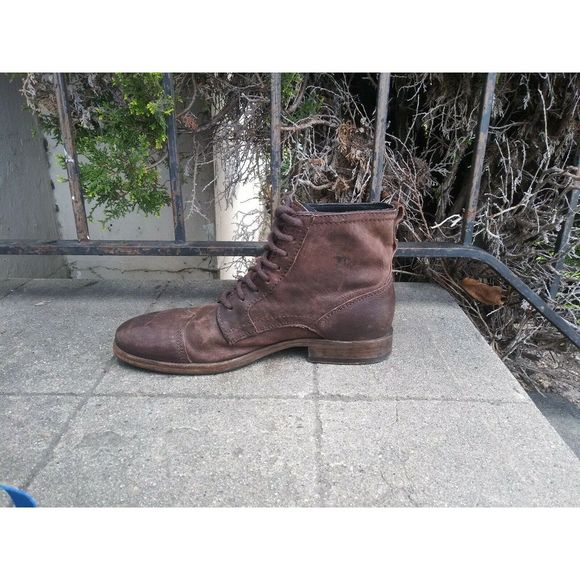 FRYE Everett Lace  Distressed Leather Boots Men 12 - Picture 6 of 7